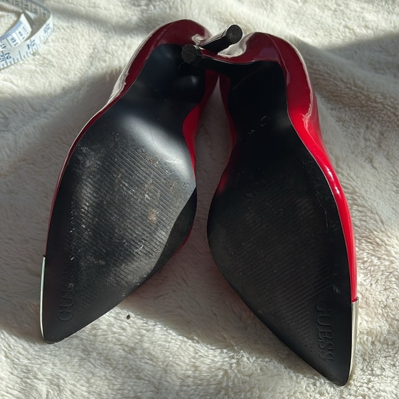 GUESS Red Patent Glossy Silver Toe Heels | Bold Date Night Pumps | Size 6 - Picture 8 of 10